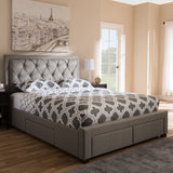 Baxton Studio Aurelie Modern and Contemporary Light Grey Fabric Upholstered Queen Size Storage Bed