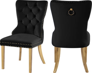 Carmen Velvet / Engineered Wood / Metal / Foam Contemporary Black Velvet Dining Chairs - 21.5" W x 27" D x 39.5" H