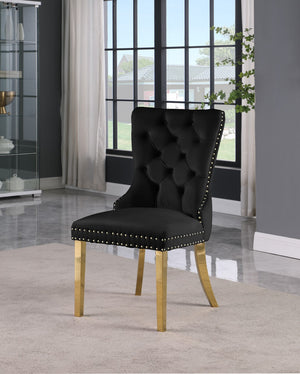 Carmen Velvet / Engineered Wood / Metal / Foam Contemporary Black Velvet Dining Chairs - 21.5" W x 27" D x 39.5" H