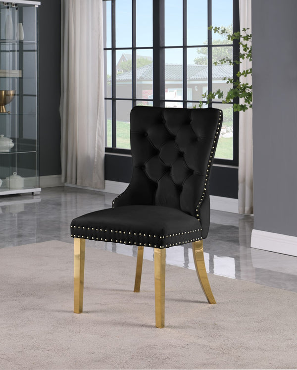 Carmen Velvet / Engineered Wood / Metal / Foam Contemporary Black Velvet Dining Chairs - 21.5" W x 27" D x 39.5" H