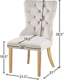 Carmen Velvet / Engineered Wood / Metal / Foam Contemporary Cream Velvet Dining Chairs - 21.5" W x 27" D x 39.5" H