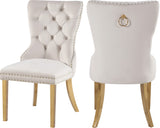 Carmen Velvet / Engineered Wood / Metal / Foam Contemporary Cream Velvet Dining Chairs - 21.5" W x 27" D x 39.5" H