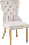 Carmen Velvet / Engineered Wood / Metal / Foam Contemporary Cream Velvet Dining Chairs - 21.5" W x 27" D x 39.5" H