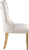 Carmen Velvet / Engineered Wood / Metal / Foam Contemporary Cream Velvet Dining Chairs - 21.5" W x 27" D x 39.5" H