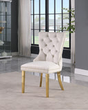 Carmen Velvet / Engineered Wood / Metal / Foam Contemporary Cream Velvet Dining Chairs - 21.5" W x 27" D x 39.5" H