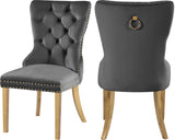 Carmen Velvet / Engineered Wood / Metal / Foam Contemporary Grey Velvet Dining Chairs - 21.5" W x 27" D x 39.5" H