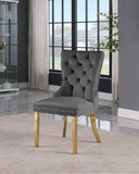 Carmen Velvet / Engineered Wood / Metal / Foam Contemporary Grey Velvet Dining Chairs - 21.5" W x 27" D x 39.5" H