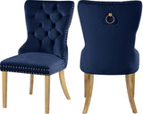 Carmen Velvet / Engineered Wood / Metal / Foam Contemporary Navy Velvet Dining Chairs - 21.5" W x 27" D x 39.5" H