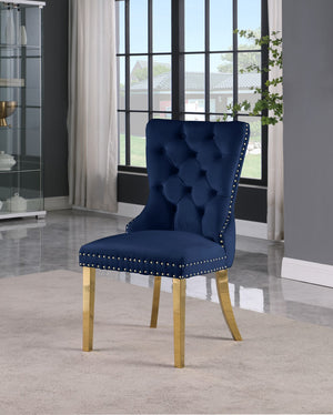 Carmen Velvet / Engineered Wood / Metal / Foam Contemporary Navy Velvet Dining Chairs - 21.5" W x 27" D x 39.5" H