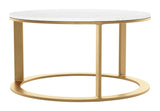 English Elm EE2700 Marble, MDF, Aluminum Modern Commercial Grade Coffee Table White, Gold Marble, MDF, Aluminum