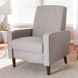 Baxton Studio Mathias Mid-century Modern Light Grey Fabric Upholstered Lounge Chair