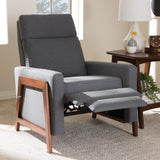 Baxton Studio Halstein Mid-century Modern Grey Fabric Upholstered Lounge Chair