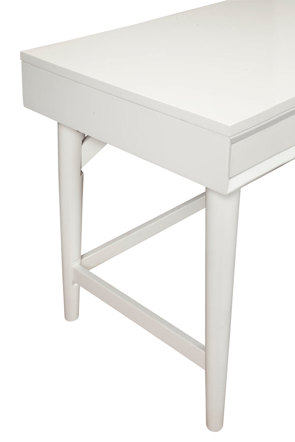 Alpine Furniture Flynn Large Desk, White 966-W-66 White Mahogany Solids & Okoume Veneer 52 x 24 x 30.5
