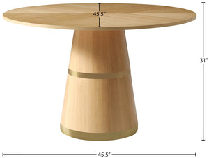 Hans Oak Veneer / Engineered Wood / Metal Contemporary White Oak Dining Table - 47.5" W x 47.5" D x 31" H