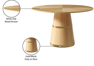 Hans Oak Veneer / Engineered Wood / Metal Contemporary White Oak Dining Table - 47.5" W x 47.5" D x 31" H