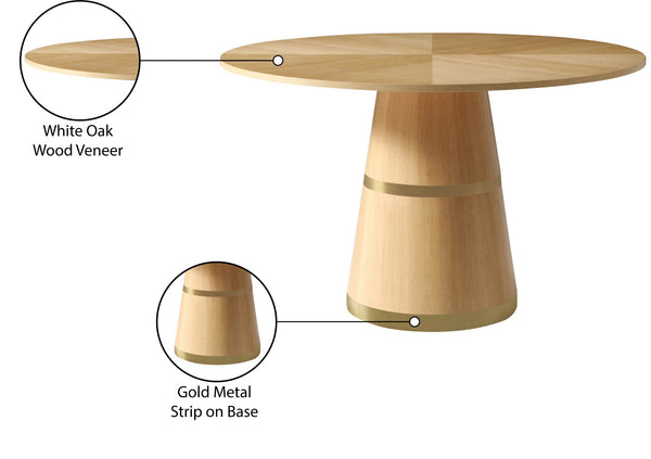 Hans Oak Veneer / Engineered Wood / Metal Contemporary White Oak Dining Table - 47.5" W x 47.5" D x 31" H