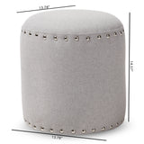 Baxton Studio Rosine Modern and Contemporary Light Grey Fabric Upholstered Nail Trim Ottoman