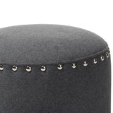 Baxton Studio Rosine Modern and Contemporary Dark Grey Fabric Upholstered Nail Trim Ottoman