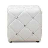 Baxton Studio Stacey Modern and Contemporary White Faux Leather Upholstered Ottoman