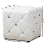 Baxton Studio Stacey Modern and Contemporary White Faux Leather Upholstered Ottoman