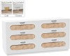 Cane Natural Cane / Engineered Wood / Steel Mid Century White Dresser - 60" W x 18" D x 30" H