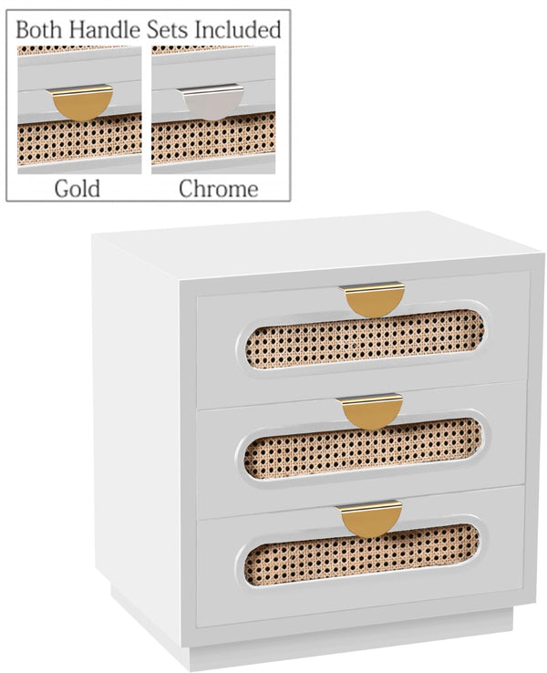 Cane Natural Cane / Engineered Wood / Steel Mid Century White Night Stand - 24" W x 16" D x 24" H