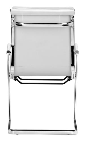 Zuo Modern Lider 100% Polyurethane, Steel Modern Commercial Grade Conference Chair Set - Set of 2 White, Silver 100% Polyurethane, Steel