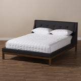 Baxton Studio Louvain Modern and Contemporary Dark Grey Fabric Upholstered Walnut-Finished Full Sized Platform Bed