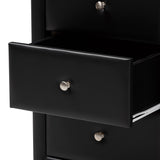 Baxton Studio Tessa Modern and Contemporary Black Faux Leather Upholstered 3-Drawer Nightstand
