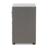 Baxton Studio Tessa Modern and Contemporary Grey Fabric Upholstered 3-Drawer Nightstand