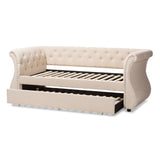 Baxton Studio Cherine Classic and Contemporary Beige Fabric Upholstered Daybed with Trundle