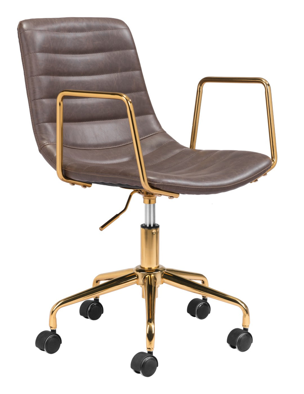 Zuo Modern Eric 100% Polyurethane, Plywood, Steel Modern Commercial Grade Office Chair Brown, Gold 100% Polyurethane, Plywood, Steel