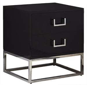Nova Engineered Wood / Stainless Steel Contemporary Black Side Table - 22" W x 16" D x 24" H