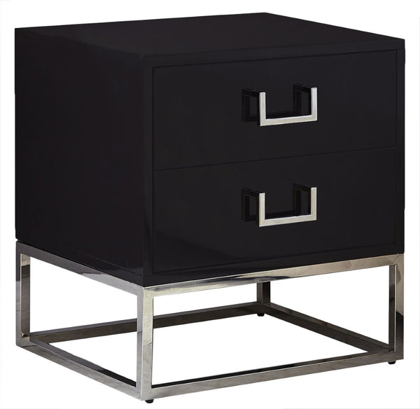Nova Engineered Wood / Stainless Steel Contemporary Black Side Table - 22" W x 16" D x 24" H