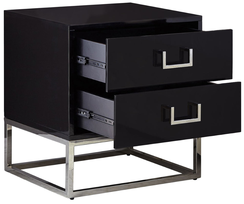Nova Engineered Wood / Stainless Steel Contemporary Black Side Table - 22" W x 16" D x 24" H