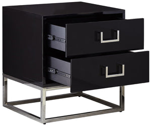 Nova Engineered Wood / Stainless Steel Contemporary Black Side Table - 22" W x 16" D x 24" H