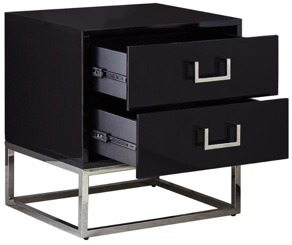 Nova Engineered Wood / Stainless Steel Contemporary Black Side Table - 22" W x 16" D x 24" H