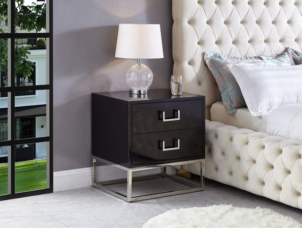 Nova Engineered Wood / Stainless Steel Contemporary Black Side Table - 22" W x 16" D x 24" H