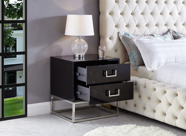 Nova Engineered Wood / Stainless Steel Contemporary Black Side Table - 22" W x 16" D x 24" H