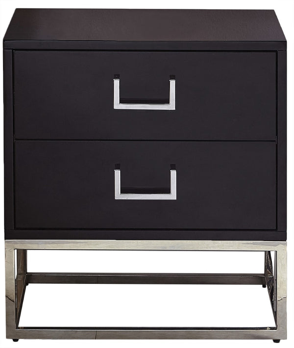 Nova Engineered Wood / Stainless Steel Contemporary Black Side Table - 22" W x 16" D x 24" H