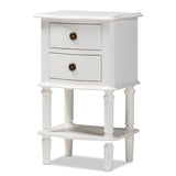 Audrey Country Cottage Farmhouse White Finished 2-Drawer Nightstand