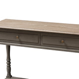 Baxton Studio Noemie Country Cottage Farmhouse Brown Finished 2-Drawer Console Table