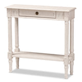 Ariella Country Cottage Farmhouse Whitewashed 1 Drawer Console Table