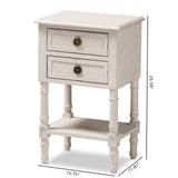 Baxton Studio Lenore Country Cottage Farmhouse Whitewashed 2-Drawer Nightstand