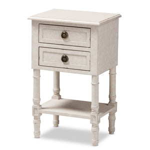 Baxton Studio Lenore Country Cottage Farmhouse Whitewashed 2-Drawer Nightstand