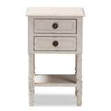 Baxton Studio Lenore Country Cottage Farmhouse Whitewashed 2-Drawer Nightstand