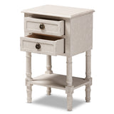 Baxton Studio Lenore Country Cottage Farmhouse Whitewashed 2-Drawer Nightstand