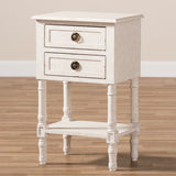 Baxton Studio Lenore Country Cottage Farmhouse Whitewashed 2-Drawer Nightstand