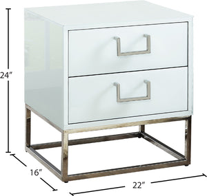 Nova Engineered Wood / Stainless Steel Contemporary White Side Table - 22" W x 16" D x 24" H