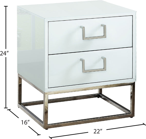 Nova Engineered Wood / Stainless Steel Contemporary White Side Table - 22" W x 16" D x 24" H